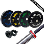 Kit Home Box Anilha Olímpica Bumper 100 kg + 1 Barra Olímpica Feminina BC-15H - Rope Store #