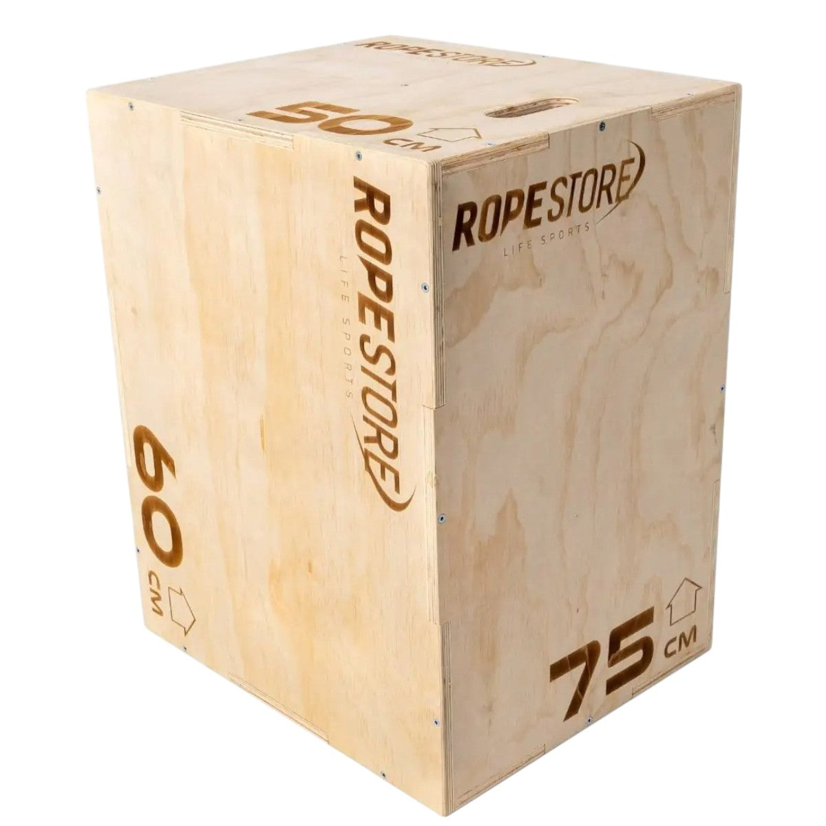Caixa de Saltos Plyo Box Madeira Naval 50 x 60 x 75 cm Montada Com Logo - Rope Store #