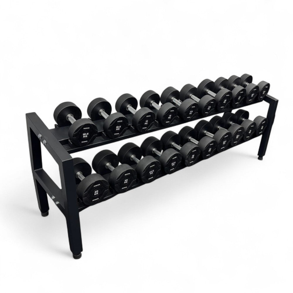 Kit Halter Dumbell Rubber Proline 12,5 a 35kg Com Suporte Grande