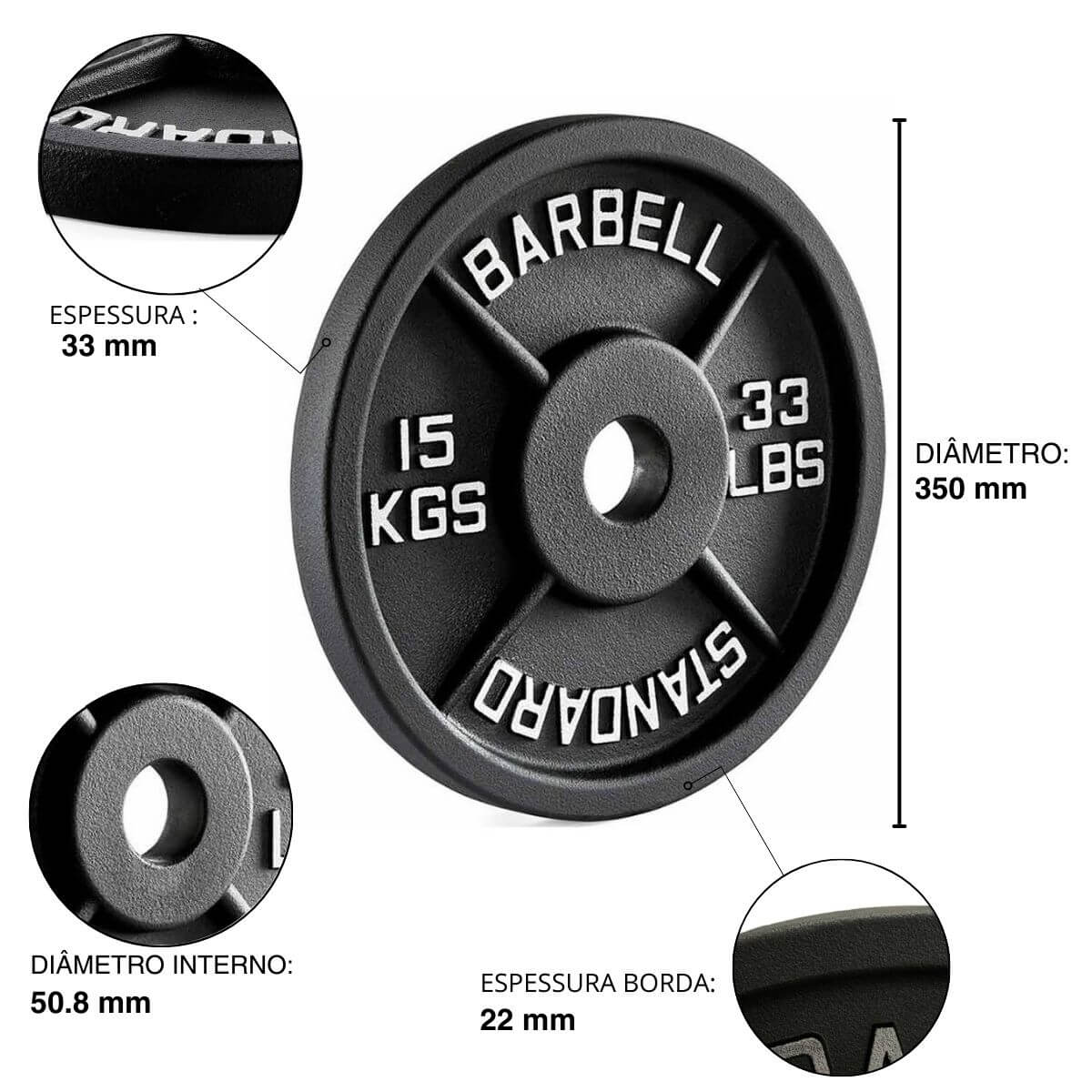Anilha Olimpica Ferro Old School Peso em Kg e Libras - Rope Store #