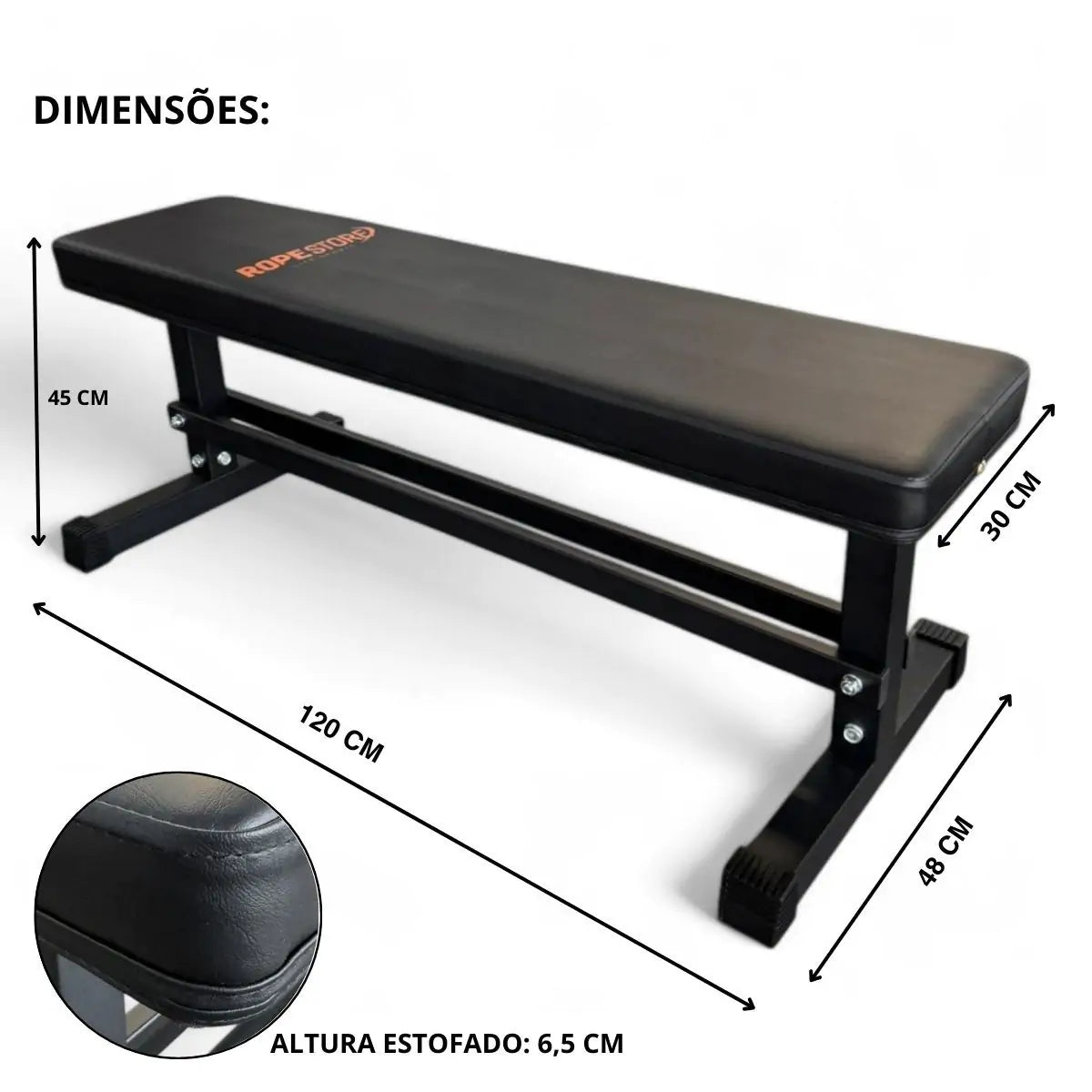 Banco Reto Profissional Preto - Rope Store #