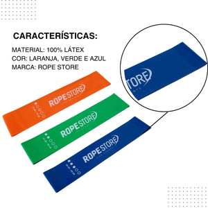 Kit 3 Mini Bands Tensão Leve, Médio e Forte - Rope Store #