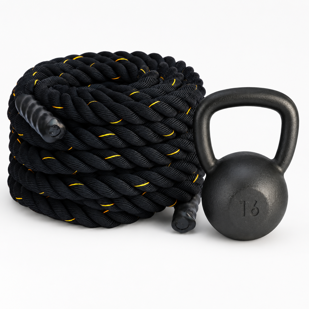 Kit HyTraining - Kettlebell 16Kg, Corda Training Pro 15m