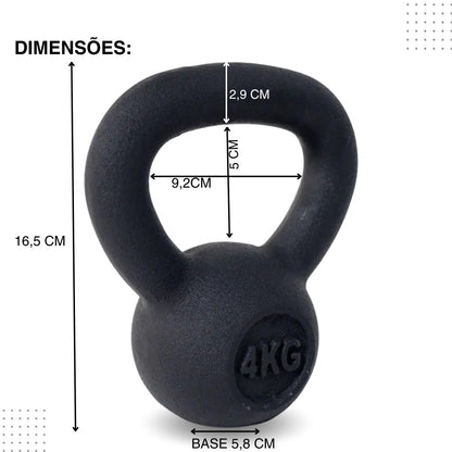 Kettlebell Iron Cast Ferro Fundido Preto - Rope Store #