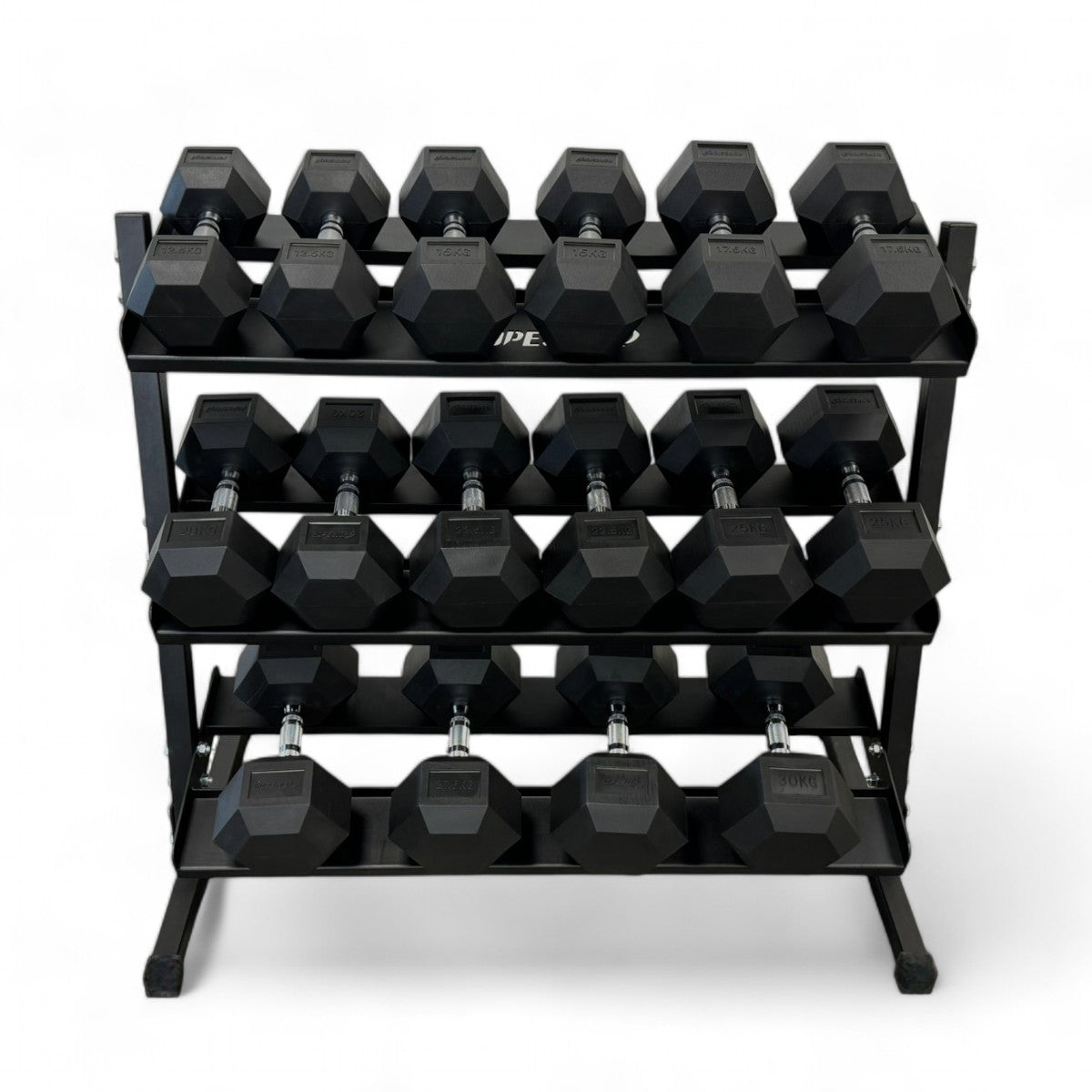 Kit Halteres Sextavados 12,5 a 30 kg com Expositor - Rope Store #
