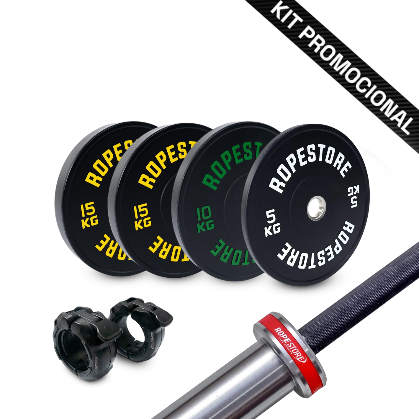 Kit Home Box Anilha Olímpica Bumper 100 kg + 1 Barra Olímpica Feminina BC-15H
