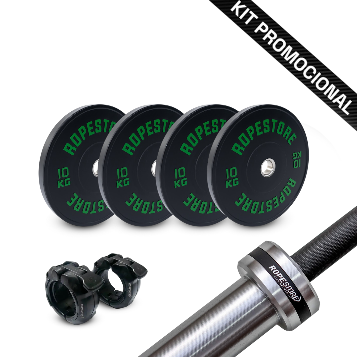 Kit Home Box Anilha Olímpica Bumper 40 kg + 1 Barra Olímpica Masculina Cerakote 20KG BC-20H
