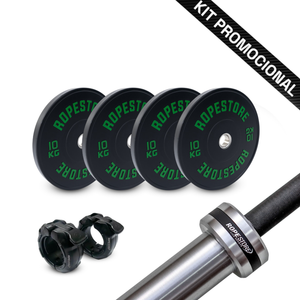 Kit Home Box Anilha Olímpica Bumper 40 kg + 1 Barra Olímpica Masculina Cerakote 20KG BC-20H