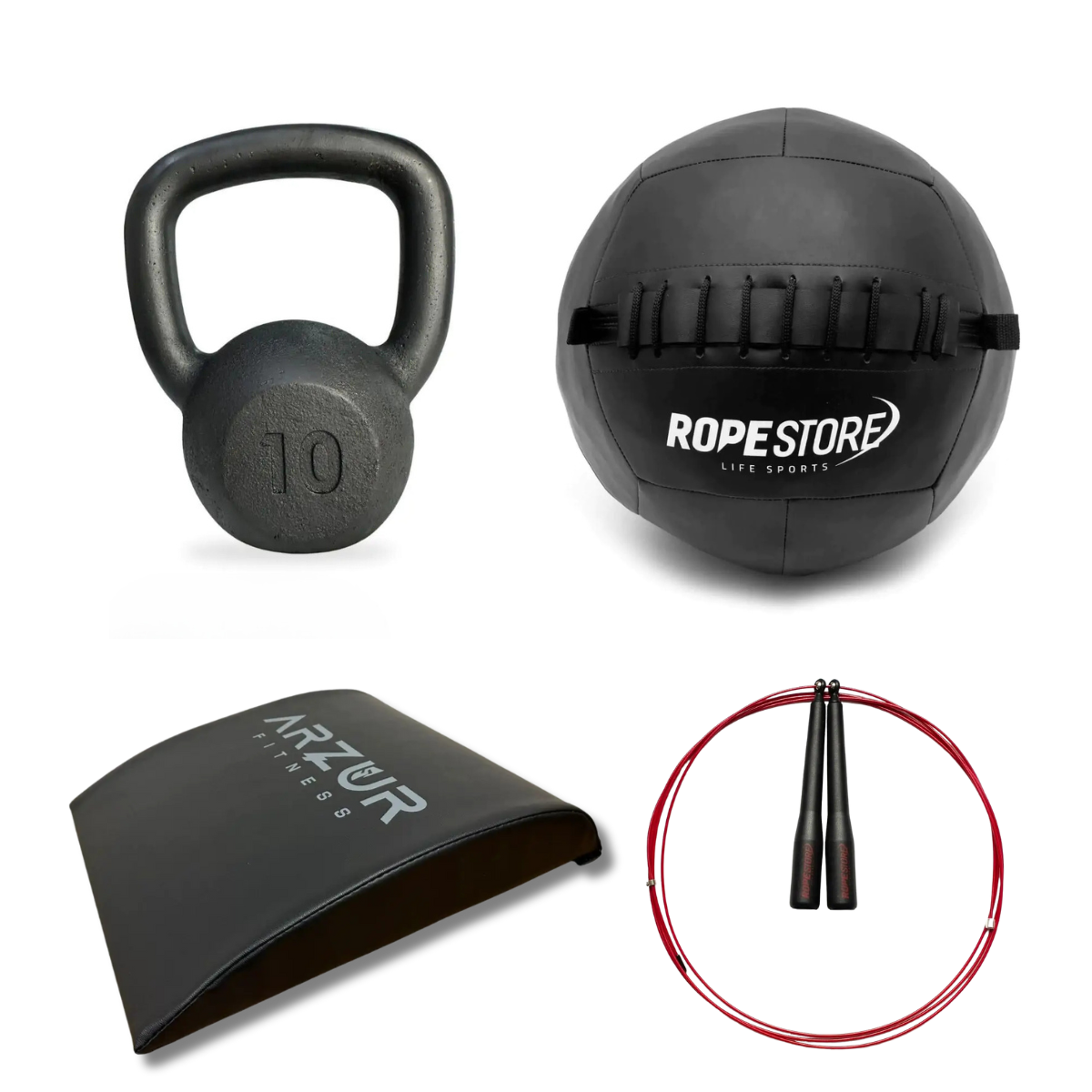 Kit Home Training 4 Itens Wall Ball, Speed Rope, Abmat, Kettlebell - Rope Store #
