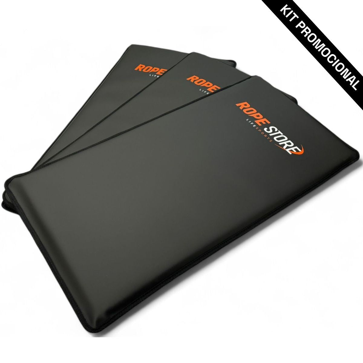 Kit com 3 Colchonetes 90 x 50 x 3 cm D60 Emborrachado Preto - Rope Store #