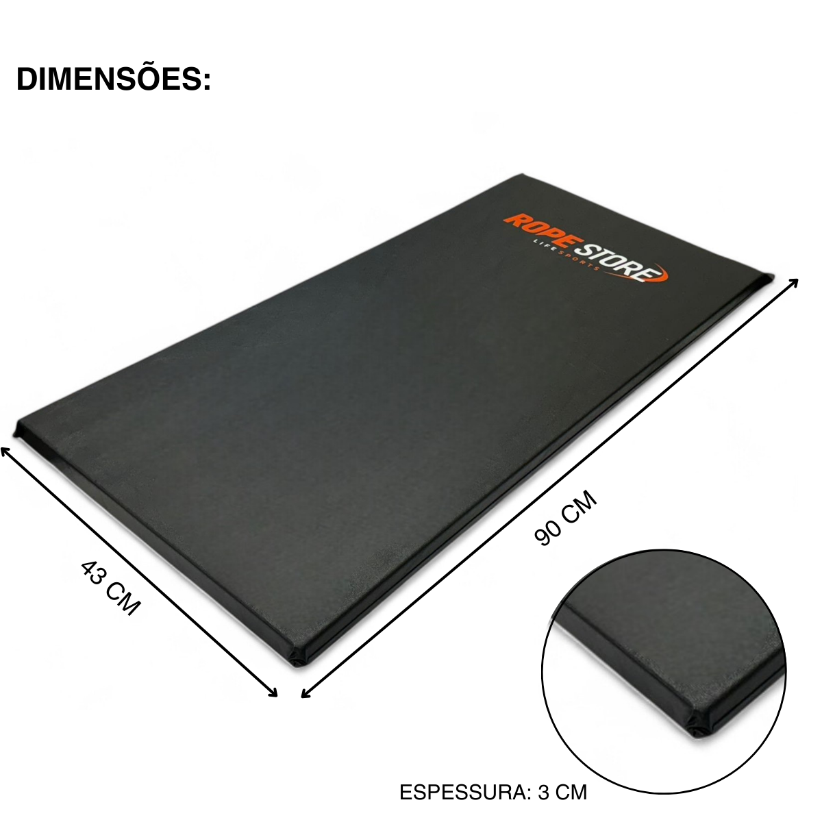 Kit com 5 Colchonetes  90 x 43 x 3 cm D60 Napa Preto - Rope Store #