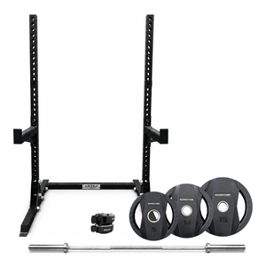 Kit Home Training - Half Rack, Barra Olímpica 2,0m Cromada, 60 Kgs de Anilhas Proline, 1 Par de Presilha Olímpica