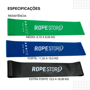 Kit 3 Mini Bands Tensão Médio, Forte e Extra Forte - Rope Store #