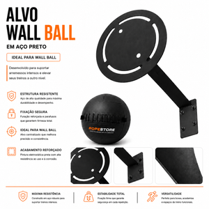 Alvo Wall Ball em Aço Preto