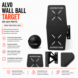 Alvo Wall Ball Target Competition em Aço Preto