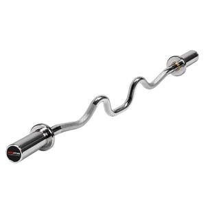 Barra Olímpica EZ Curl 1,20m Cromada para Bíceps e Tríceps