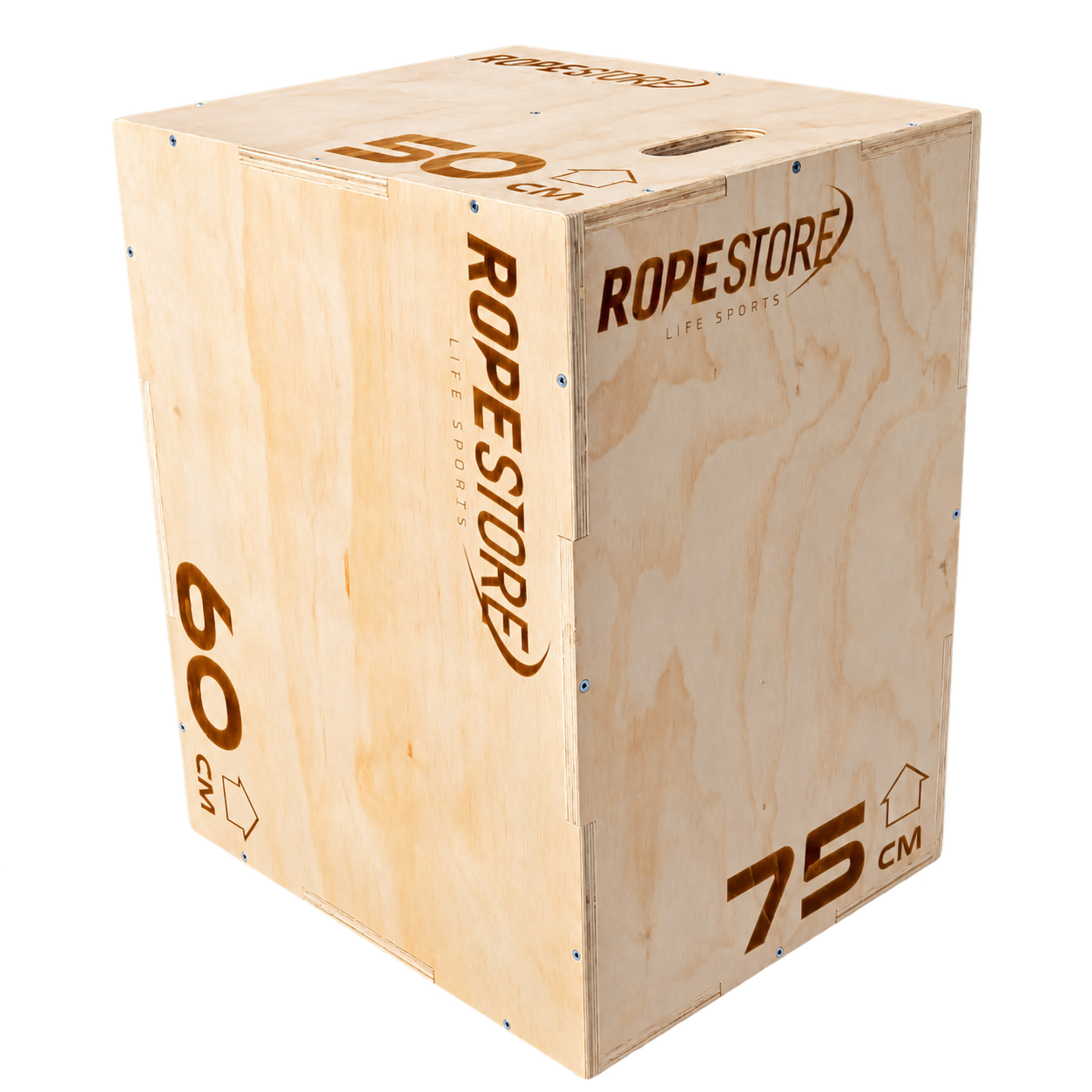 Caixa de Saltos Plyo Box Madeira Naval 50 x 60 x 75 cm Desmontada Com Logo