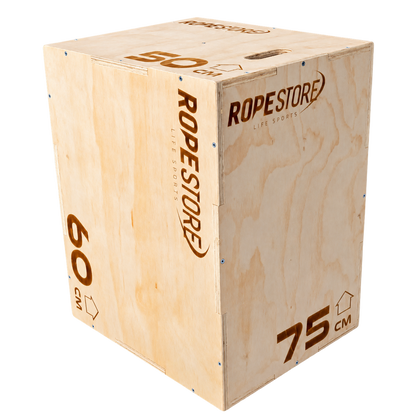 Caixa de Saltos Plyo Box Madeira Naval 50 x 60 x 75 cm Desmontada Com Logo