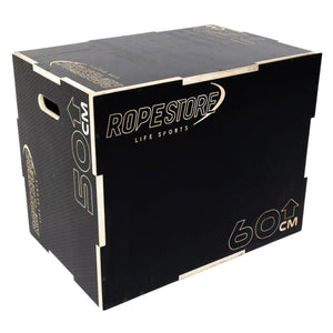 Caixa de Saltos Plyo Box Madeira Naval 50 x 60 x 75 cm Desmontada Com Logo Antiderrapante - Rope Store #