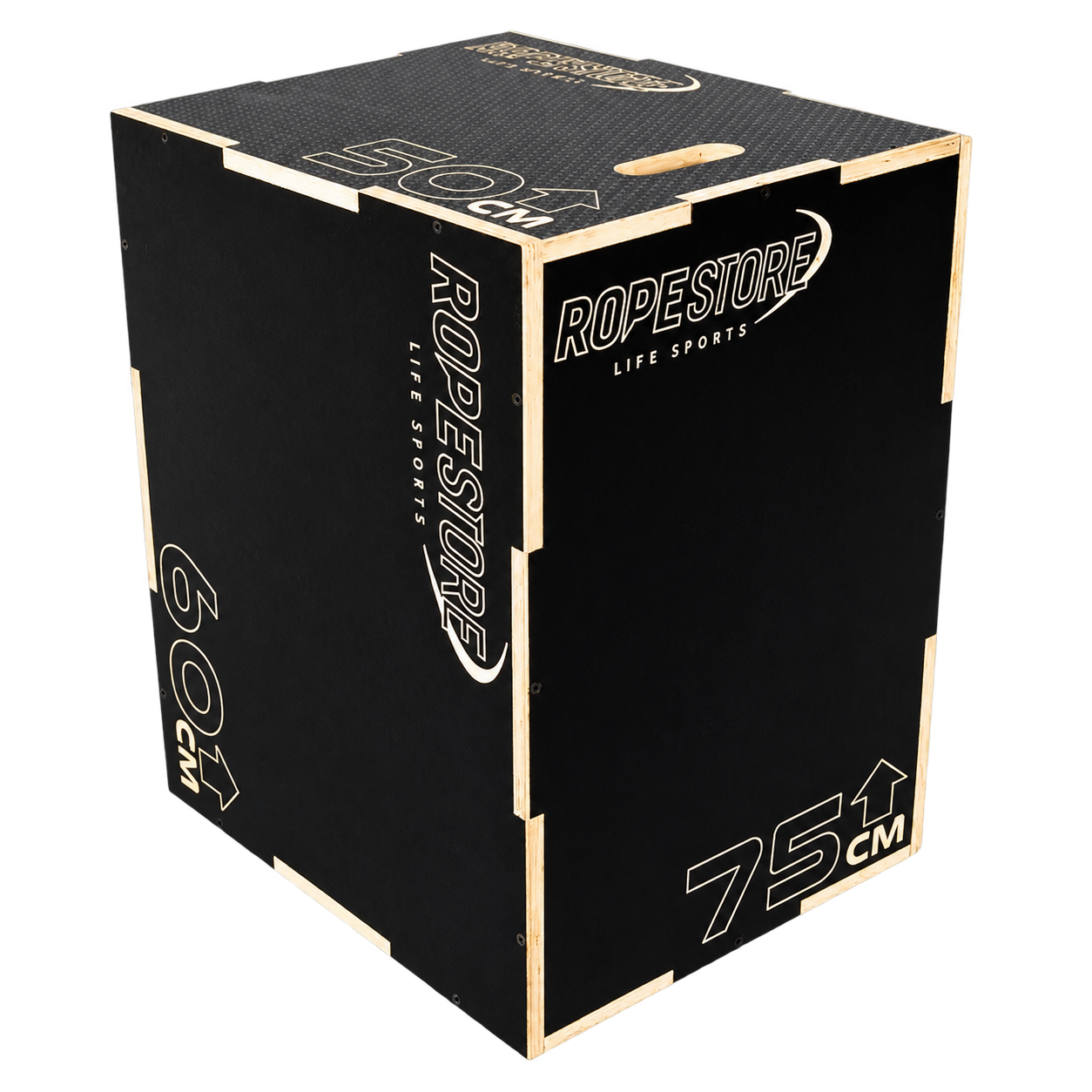 Caixa de Saltos Plyo Box Madeira Naval 50 x 60 x 75 cm Desmontada Com Logo Antiderrapante