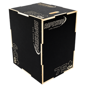 Caixa de Saltos Plyo Box Madeira Naval 50 x 60 x 75 cm Desmontada Com Logo Antiderrapante