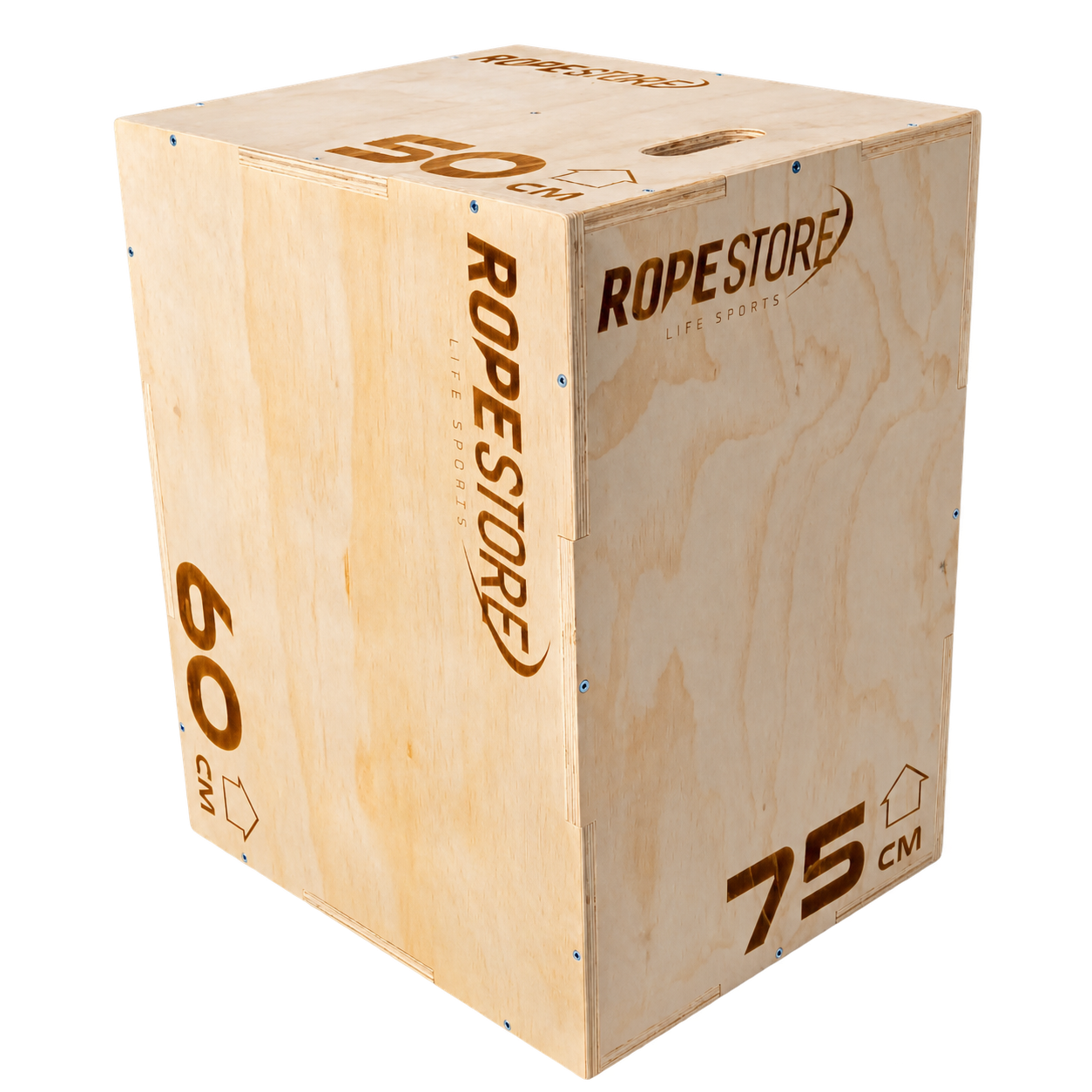 Caixa de Saltos Plyo Box Madeira Naval 50 x 60 x 75 cm Montada Com Logo