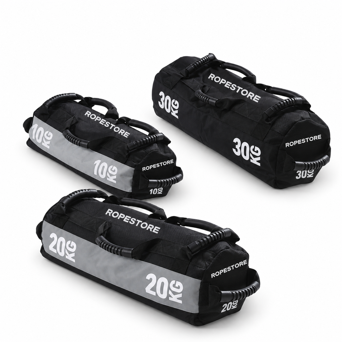 Combo com 1 Sandbag de 10 kg, 1 Sandbag de 20 kg e 1 Sandbag de 30 kg