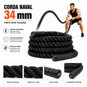 Corda Naval 34 mm Preto Rope Training