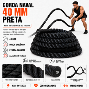 Corda Naval 40mm Preto Rope Training