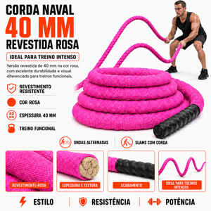 Corda Naval 40 mm Revestida Rosa Rope Training