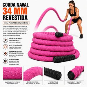 Corda Naval 34 mm Revestida Rosa Rope Training