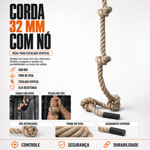 Corda 32mm Escalada Vertical Sisal com Nó
