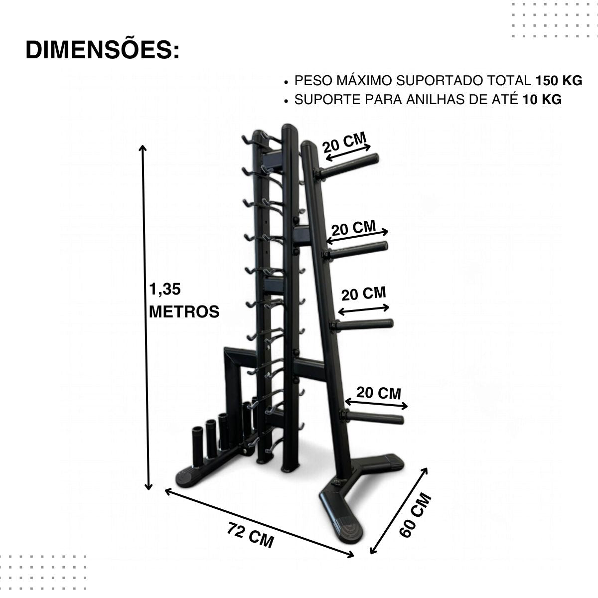 Suporte de Anilhas e Barras Vertical Standard - Rope Store #