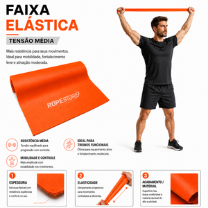 Faixa Elástica Tensão Médio Laranja Rope Store