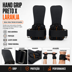 Hand Grip RS-CROSS Pull up Preto x Laranja Rope Store