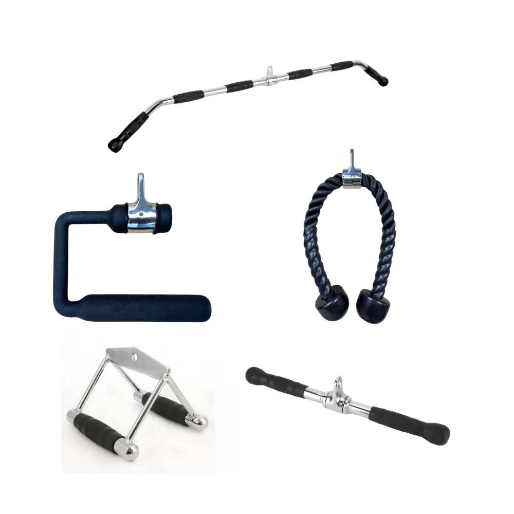 Kit Puxadores Cromado Crossover Musculação 5 Peças