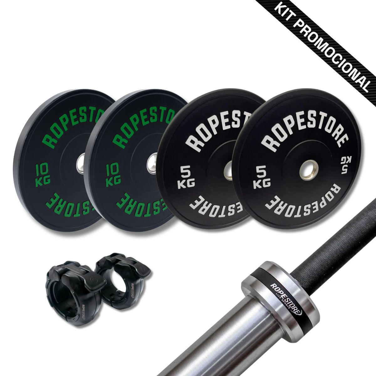 Kit Home Box Anilha Olímpica Bumper 30 KG com 1 Barra Olímpica Masculina 20 KG  BC-20H - Rope Store #