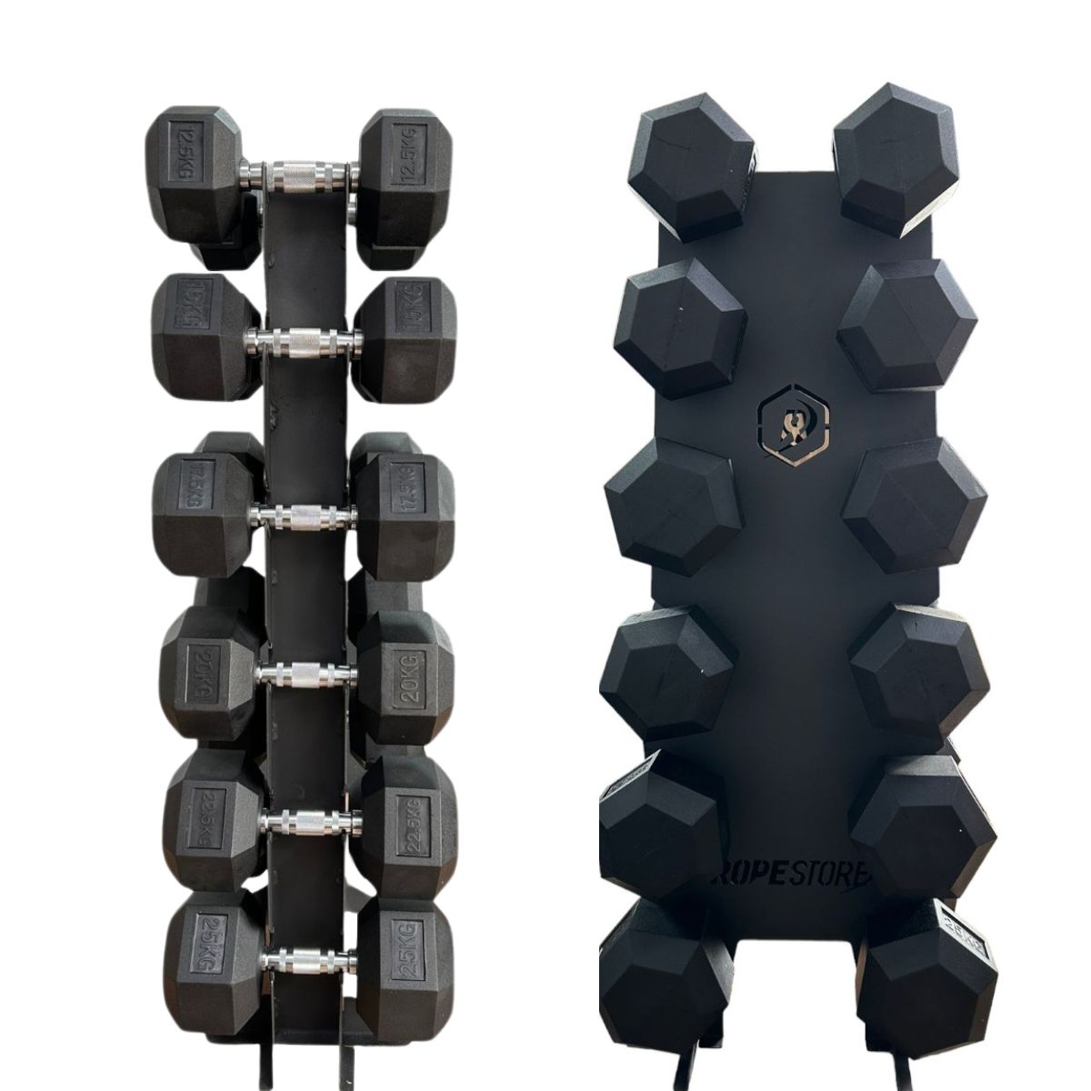 Kit Halteres Sextavados 12,5 a 25 kg Par com Suporte - Rope Store #