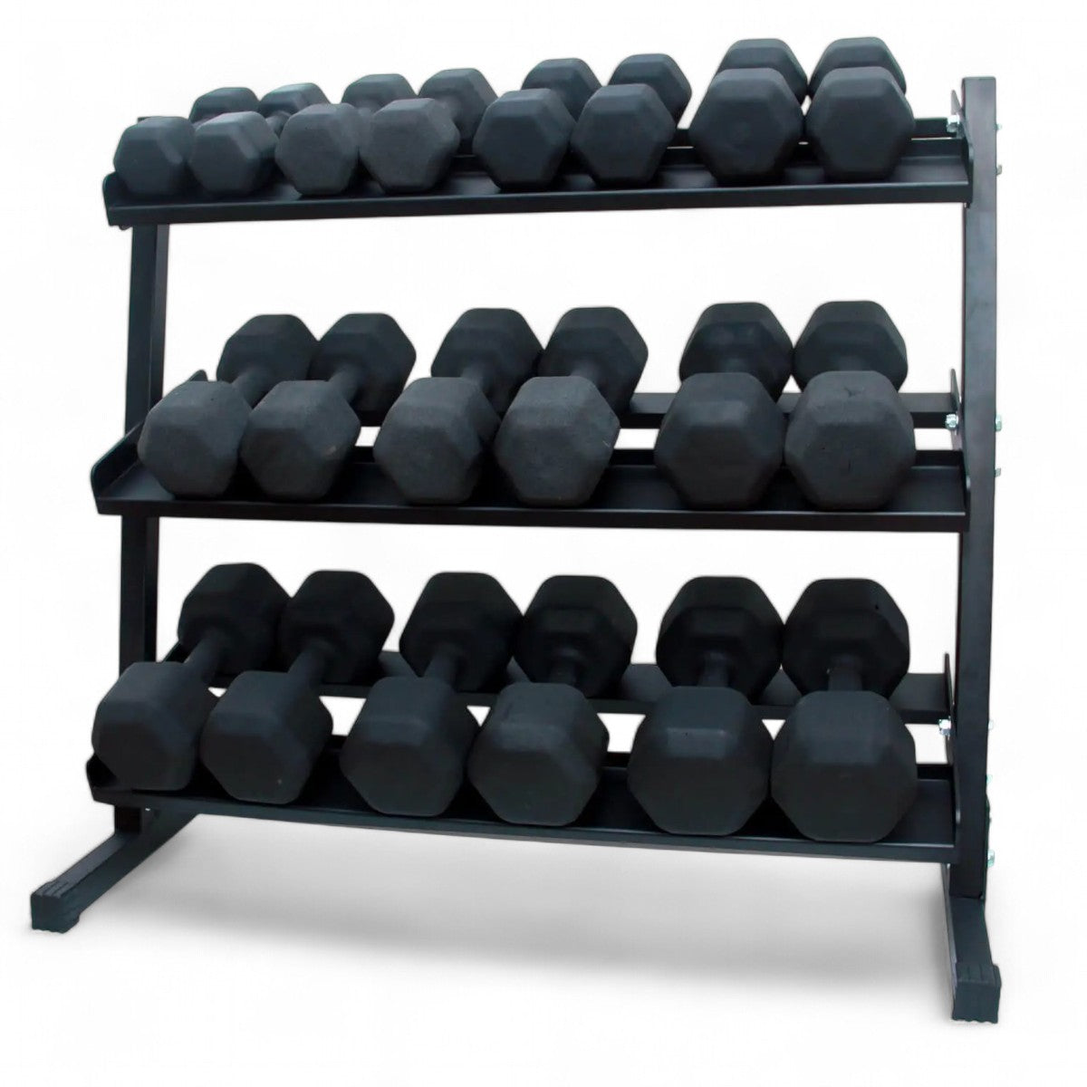 Kit Halteres Sextavados Texturizados 12 a 30 kg com Expositor - Rope Store #
