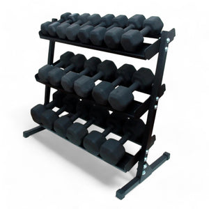 Kit Halteres Sextavados Texturizados 12 a 30 kg com Expositor - Rope Store #