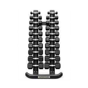 Kit de Halteres Sextavados com Suporte Vertical para 10 Pares – Rope Store