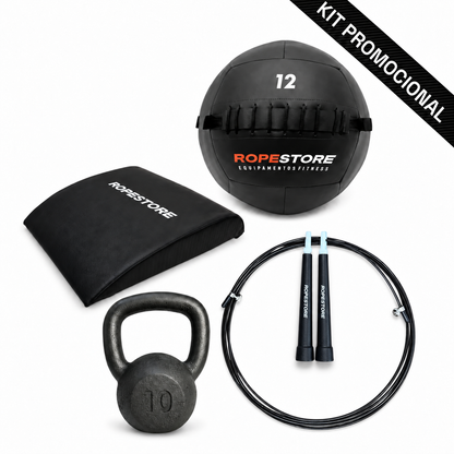 Kit Home Training: 1 Wall Ball + 1 Corda de Pular Speed Rope + 1 Abmat Rope Store + 1 Kettlebell