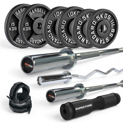 Kit Musculação 60kg de anilhas + barras