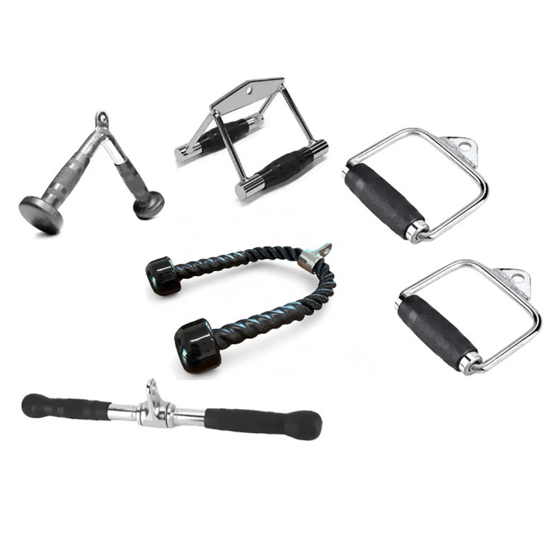 Kit Puxadores Musculação Crossover Cromados Academia 6 Peças