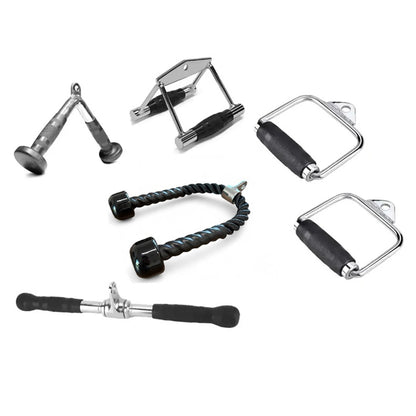 Kit Puxadores Musculação Crossover Cromados Academia 6 Peças