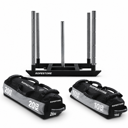 Kit com 1 Sled Competition, 1 Sandbag de 10kg e 1 Sandbag de 20kg