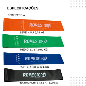 Kit Mini Band Rope Store - Leve, Médio, Forte e Extra Forte - Rope Store #