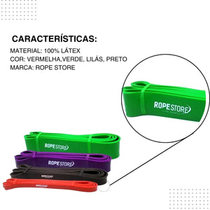 Kit 5 Super Band Rope Store Elásticos Extra Leve, Leve, Médio, Forte e Extra Forte - Rope Store #