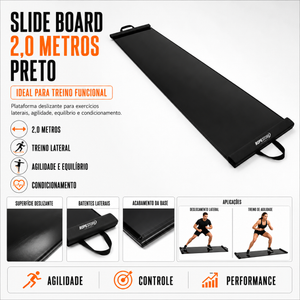 Plataforma Deslizante Slide Board para Treinamento Funcional Preto 2,0 Metros