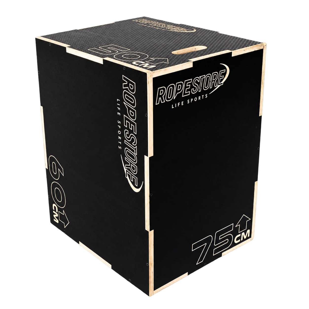 Caixa de Saltos Plyo Box Madeira Naval 50 x 60 x 75 cm Montada Com Logo Antiderrapante